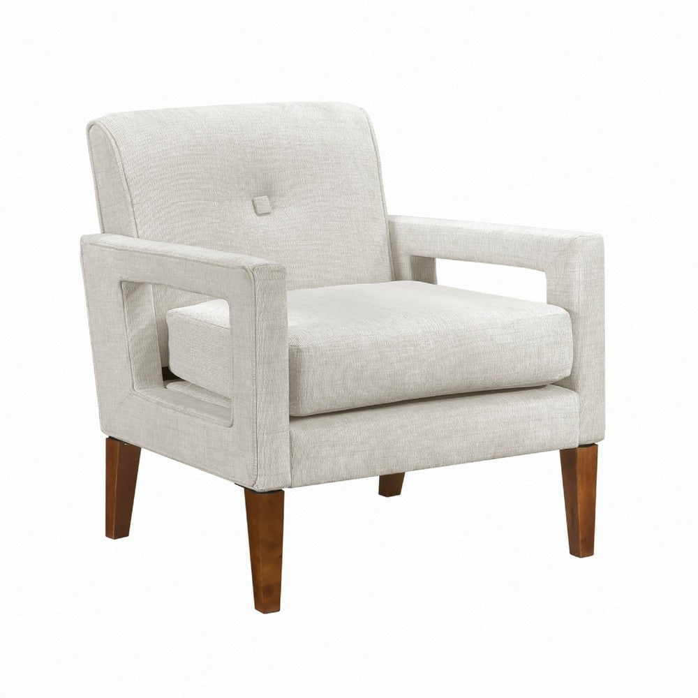 Bei Armchair, Beige Chenille Cushion, Walnut Brown Solid Wood - BM346684