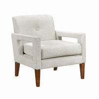 Bei Armchair, Beige Chenille Cushion, Walnut Brown Solid Wood - BM346684