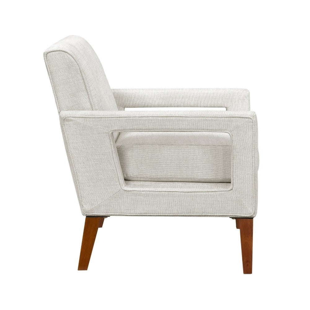 Bei Armchair, Beige Chenille Cushion, Walnut Brown Solid Wood - BM346684