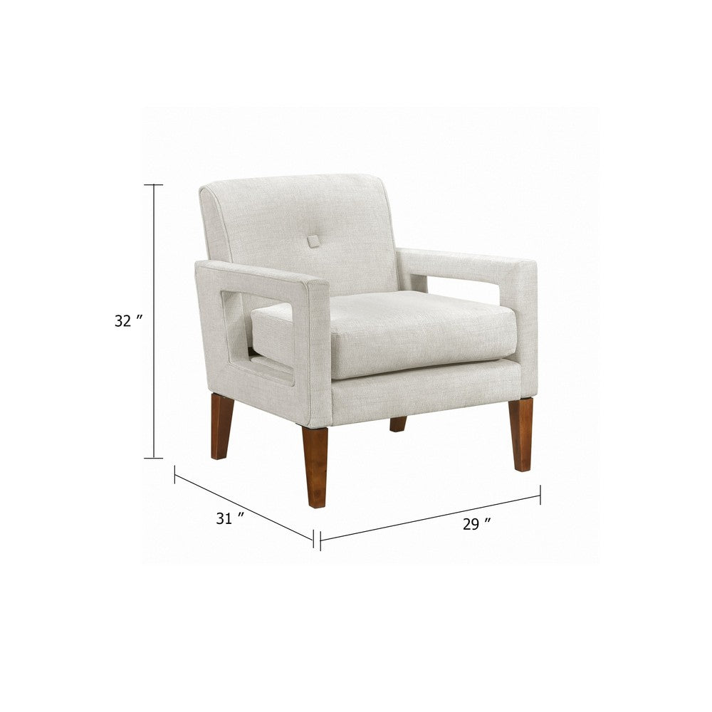 Bei Armchair, Beige Chenille Cushion, Walnut Brown Solid Wood - BM346684