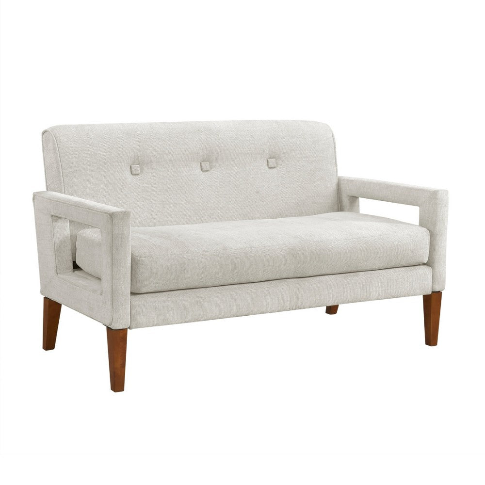 Bei Loveseat, Beige Chenille Cushion, Walnut Brown Solid Wood, 55 Inch - BM346685