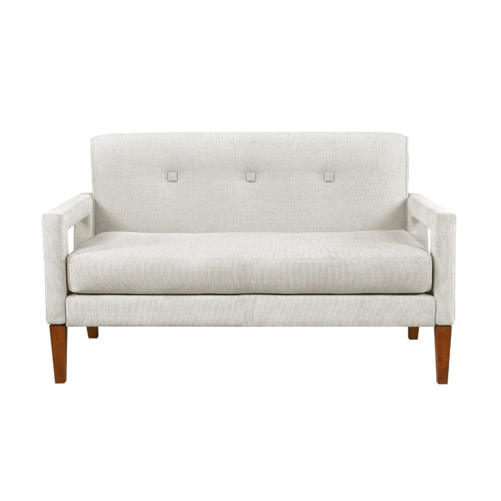 Bei Loveseat, Beige Chenille Cushion, Walnut Brown Solid Wood, 55 Inch - BM346685