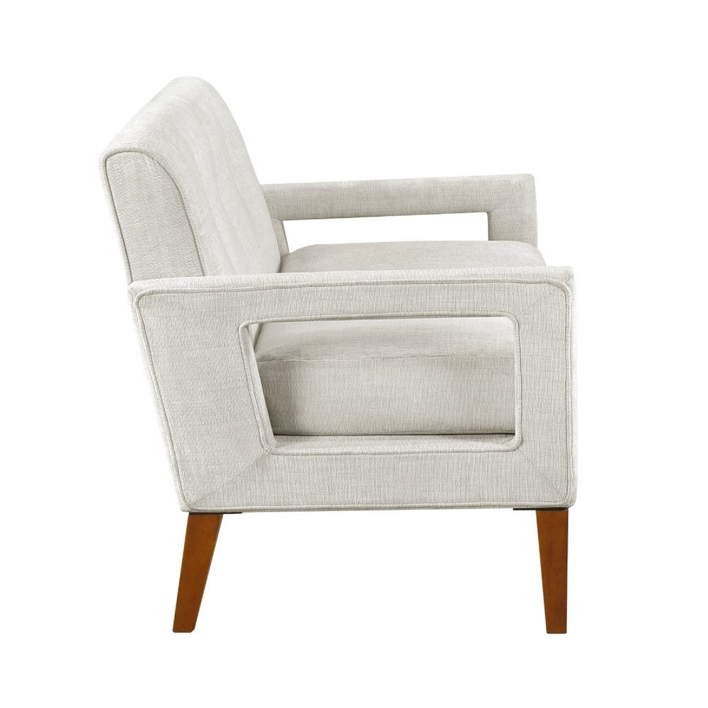 Bei Loveseat, Beige Chenille Cushion, Walnut Brown Solid Wood, 55 Inch - BM346685
