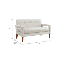 Bei Loveseat, Beige Chenille Cushion, Walnut Brown Solid Wood, 55 Inch - BM346685