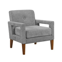 Bei Armchair, Gray Chenille Cushion, Walnut Brown Solid Wood - BM346686