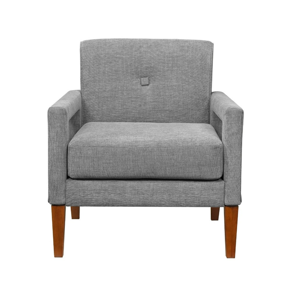 Bei Armchair, Gray Chenille Cushion, Walnut Brown Solid Wood - BM346686