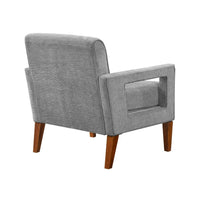 Bei Armchair, Gray Chenille Cushion, Walnut Brown Solid Wood - BM346686