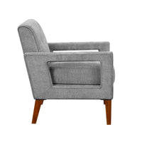 Bei Armchair, Gray Chenille Cushion, Walnut Brown Solid Wood - BM346686