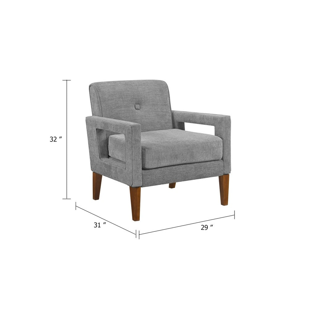 Bei Armchair, Gray Chenille Cushion, Walnut Brown Solid Wood - BM346686