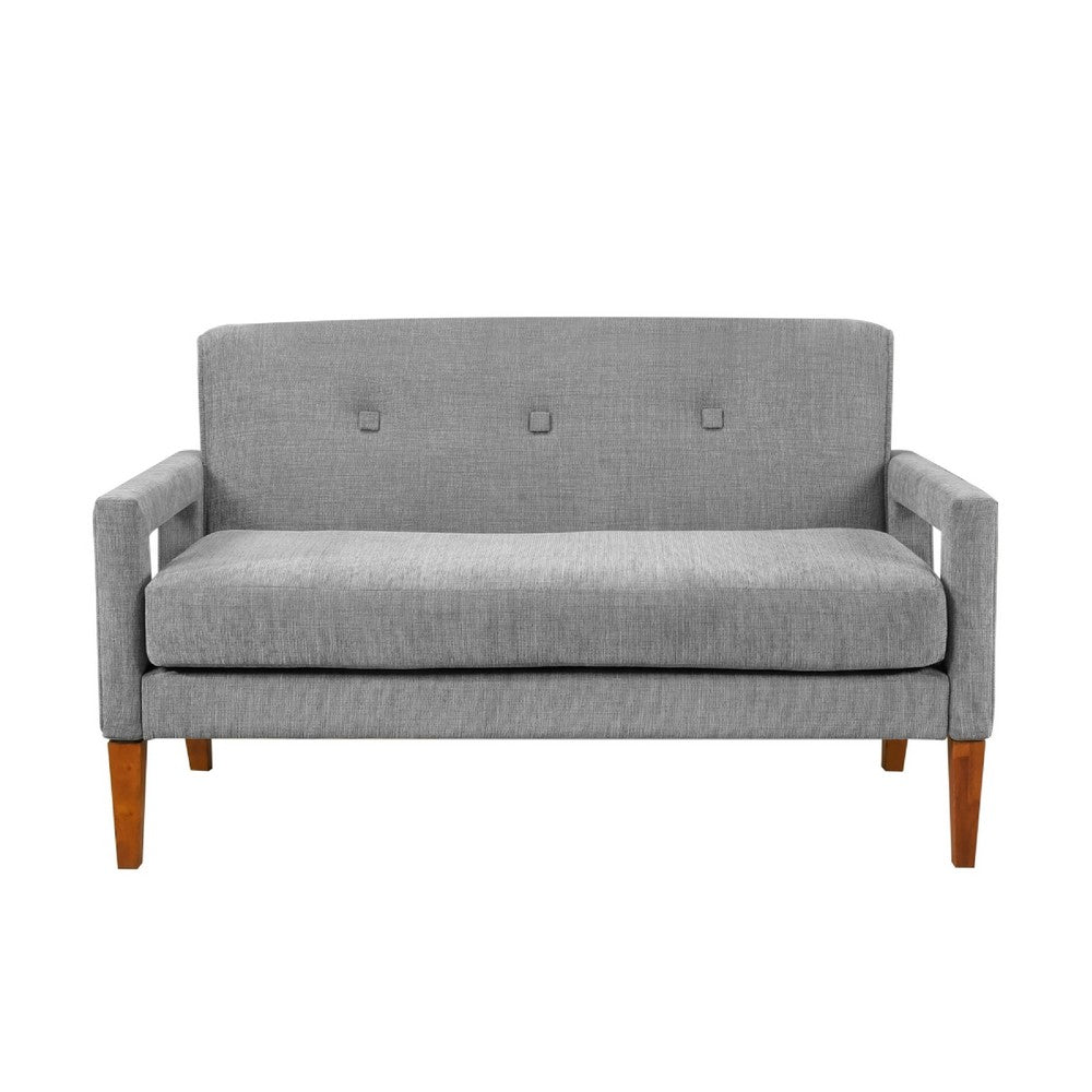 Bei Loveseat, Gray Chenille Cushion, Walnut Brown Solid Wood, 55 Inch - BM346687