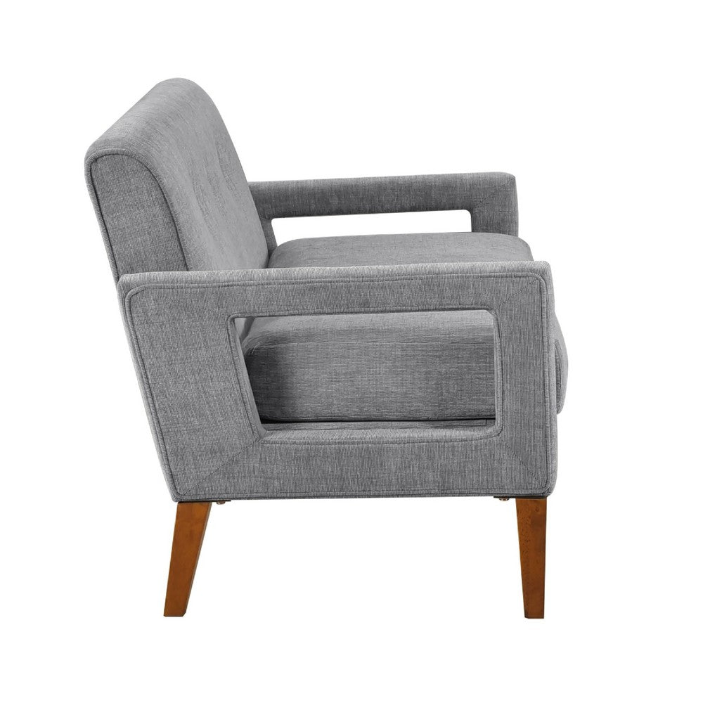 Bei Loveseat, Gray Chenille Cushion, Walnut Brown Solid Wood, 55 Inch - BM346687