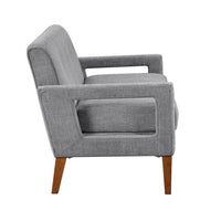 Bei Loveseat, Gray Chenille Cushion, Walnut Brown Solid Wood, 55 Inch - BM346687