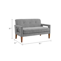 Bei Loveseat, Gray Chenille Cushion, Walnut Brown Solid Wood, 55 Inch - BM346687