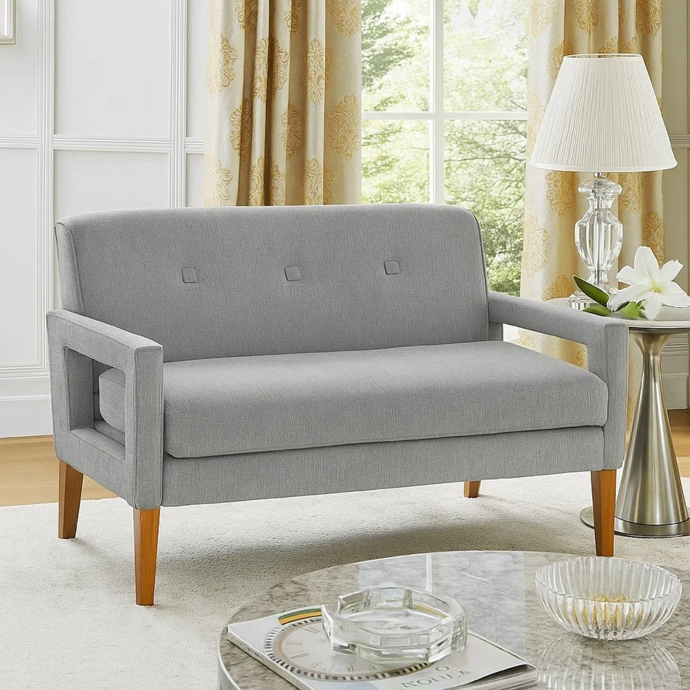 Bei Loveseat, Gray Chenille Cushion, Walnut Brown Solid Wood, 55 Inch - BM346687