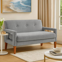 Bei Loveseat, Gray Chenille Cushion, Walnut Brown Solid Wood, 55 Inch - BM346687