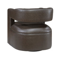 Cera Swivel Chair, Barrel Back, Coffee Brown Faux Leather Upholstery - BM346689