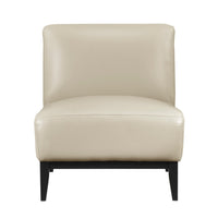 Hoy Accent Chair, Beige Top Grain Leather, Black Solid Wood Legs - BM346690