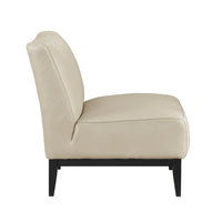 Hoy Accent Chair, Beige Top Grain Leather, Black Solid Wood Legs - BM346690