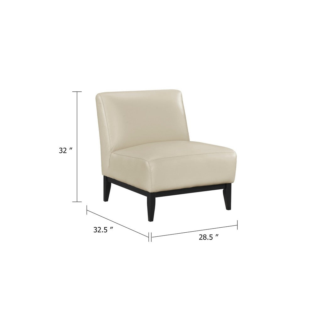 Hoy Accent Chair, Beige Top Grain Leather, Black Solid Wood Legs - BM346690