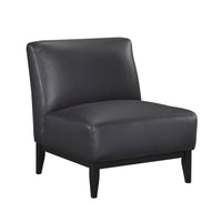 Hoy Accent Chair, Top Grain Leather Cushions, Black Solid Wood Legs - BM346691