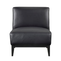 Hoy Accent Chair, Top Grain Leather Cushions, Black Solid Wood Legs - BM346691