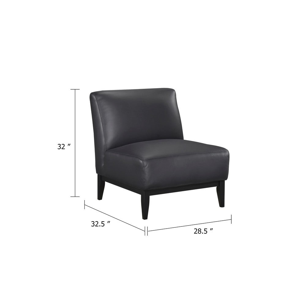 Hoy Accent Chair, Top Grain Leather Cushions, Black Solid Wood Legs - BM346691