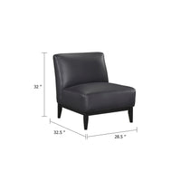 Hoy Accent Chair, Top Grain Leather Cushions, Black Solid Wood Legs - BM346691