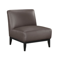 Hoy Accent Chair, Dark Brown Top Grain Leather, Black Solid Wood Legs - BM346692