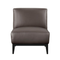 Hoy Accent Chair, Dark Brown Top Grain Leather, Black Solid Wood Legs - BM346692