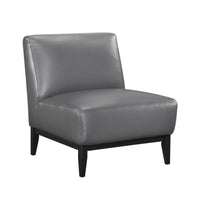 Hoy Accent Chair, Dark Gray Top Grain Leather, Black Solid Wood Legs - BM346693