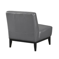 Hoy Accent Chair, Dark Gray Top Grain Leather, Black Solid Wood Legs - BM346693