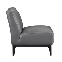 Hoy Accent Chair, Dark Gray Top Grain Leather, Black Solid Wood Legs - BM346693