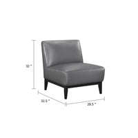 Hoy Accent Chair, Dark Gray Top Grain Leather, Black Solid Wood Legs - BM346693