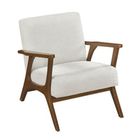 Ary Armchair, Beige Chenille Cushion, Chestnut Brown Solid Rubberwood - BM346694