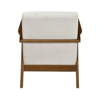 Ary Armchair, Beige Chenille Cushion, Chestnut Brown Solid Rubberwood - BM346694