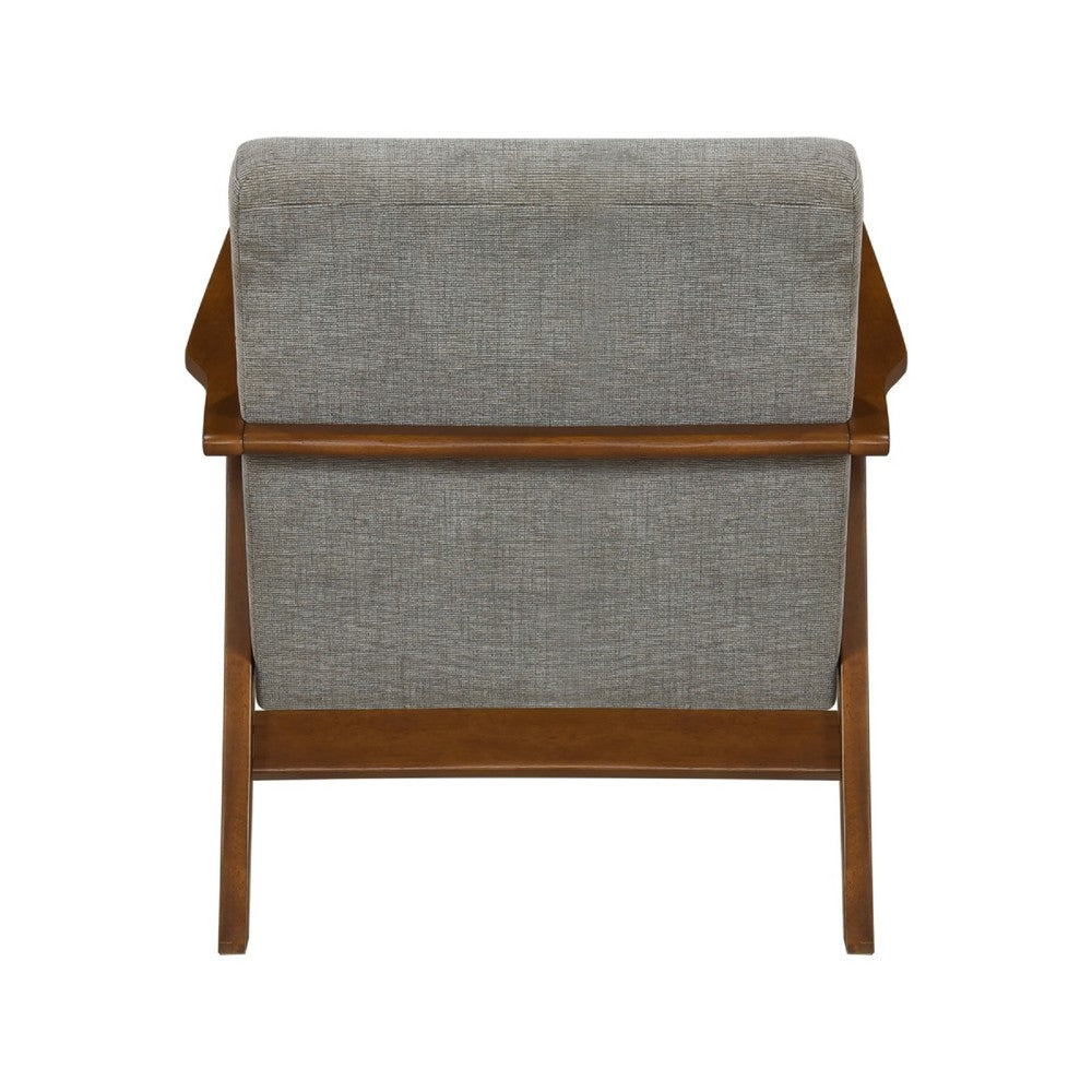 Ary Armchair, Gray Chenille Cushion, Chestnut Brown Solid Rubberwood - BM346695