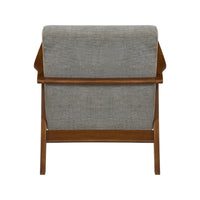 Ary Armchair, Gray Chenille Cushion, Chestnut Brown Solid Rubberwood - BM346695