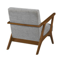 Ary Armchair, Gray Chenille Cushion, Chestnut Brown Solid Rubberwood - BM346695