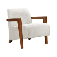 Demy Accent Armchair, Beige Chenille Cushion, Chestnut Brown Solid Wood - BM346696