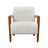 Demy Accent Armchair, Beige Chenille Cushion, Chestnut Brown Solid Wood - BM346696