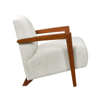 Demy Accent Armchair, Beige Chenille Cushion, Chestnut Brown Solid Wood - BM346696
