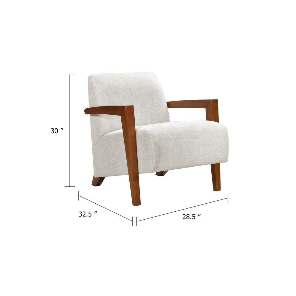 Demy Accent Armchair, Beige Chenille Cushion, Chestnut Brown Solid Wood - BM346696