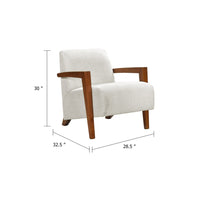 Demy Accent Armchair, Beige Chenille Cushion, Chestnut Brown Solid Wood - BM346696