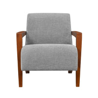 Demy Accent Armchair, Gray Chenille Cushion, Chestnut Brown Solid Wood - BM346697
