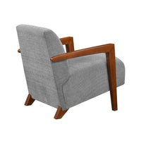 Demy Accent Armchair, Gray Chenille Cushion, Chestnut Brown Solid Wood - BM346697
