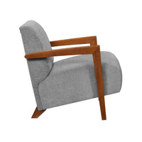 Demy Accent Armchair, Gray Chenille Cushion, Chestnut Brown Solid Wood - BM346697