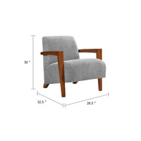 Demy Accent Armchair, Gray Chenille Cushion, Chestnut Brown Solid Wood - BM346697