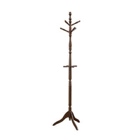 Moy 3 Tier Coat Rack with 10 Hooks, 72 Inch Dark Brown Solid Wood - BM346698