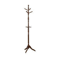 Moy 3 Tier Coat Rack with 10 Hooks, 72 Inch Dark Brown Solid Wood - BM346698
