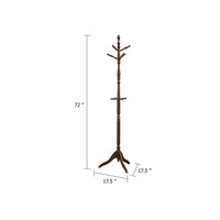 Moy 3 Tier Coat Rack with 10 Hooks, 72 Inch Dark Brown Solid Wood - BM346698